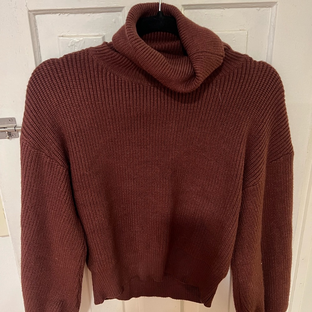 Rich Brown Vestique Size Small Turtleneck cropped sweater